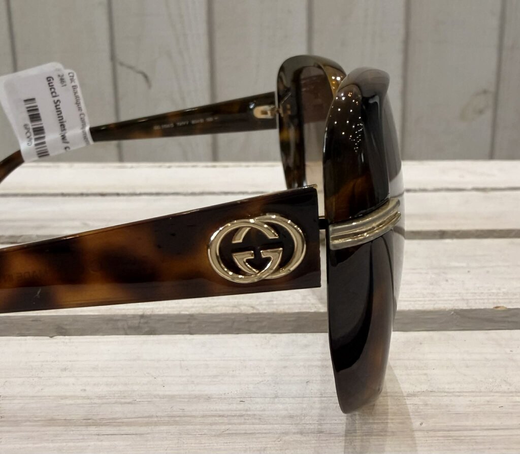 Gucci Tortoise Shell Rectangle Frame Sunglasses (w/ case)