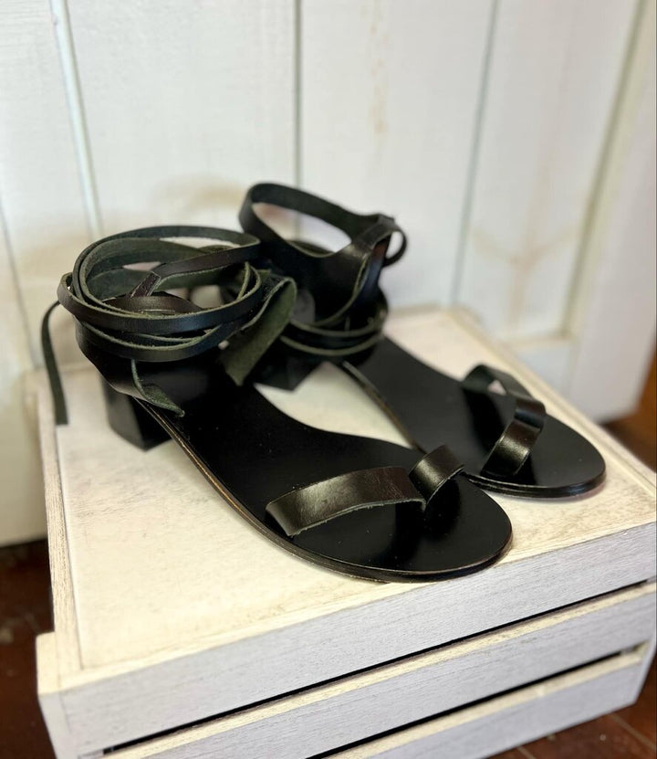 ATP Leather Ankle Wrap Sandals - Size 38