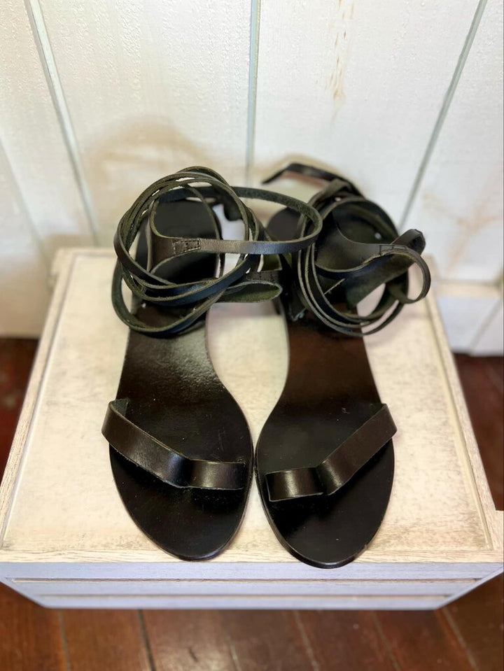ATP Leather Ankle Wrap Sandals - Size 38