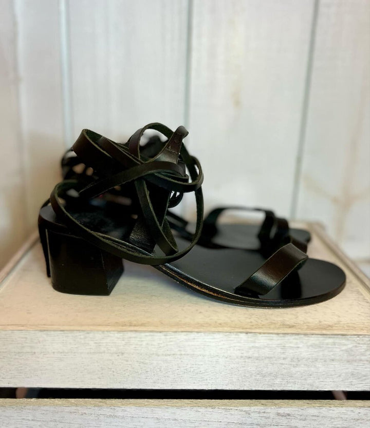 ATP Leather Ankle Wrap Sandals - Size 38