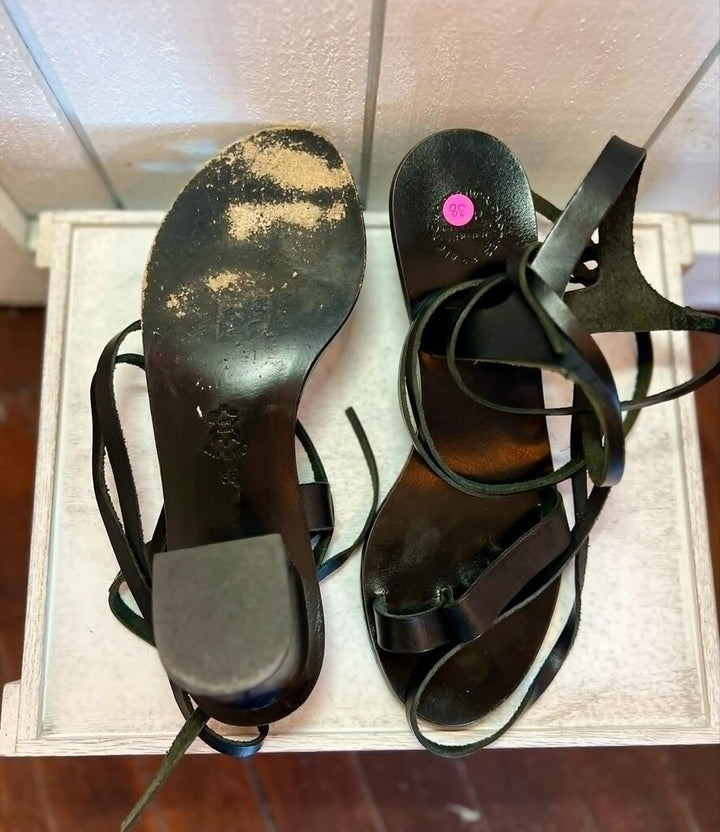 ATP Leather Ankle Wrap Sandals - Size 38