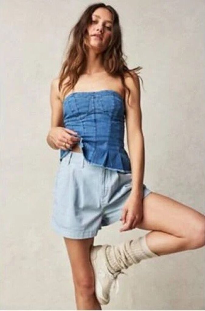 Free People Billie Chino Shorts In Powder Blue - Size 8