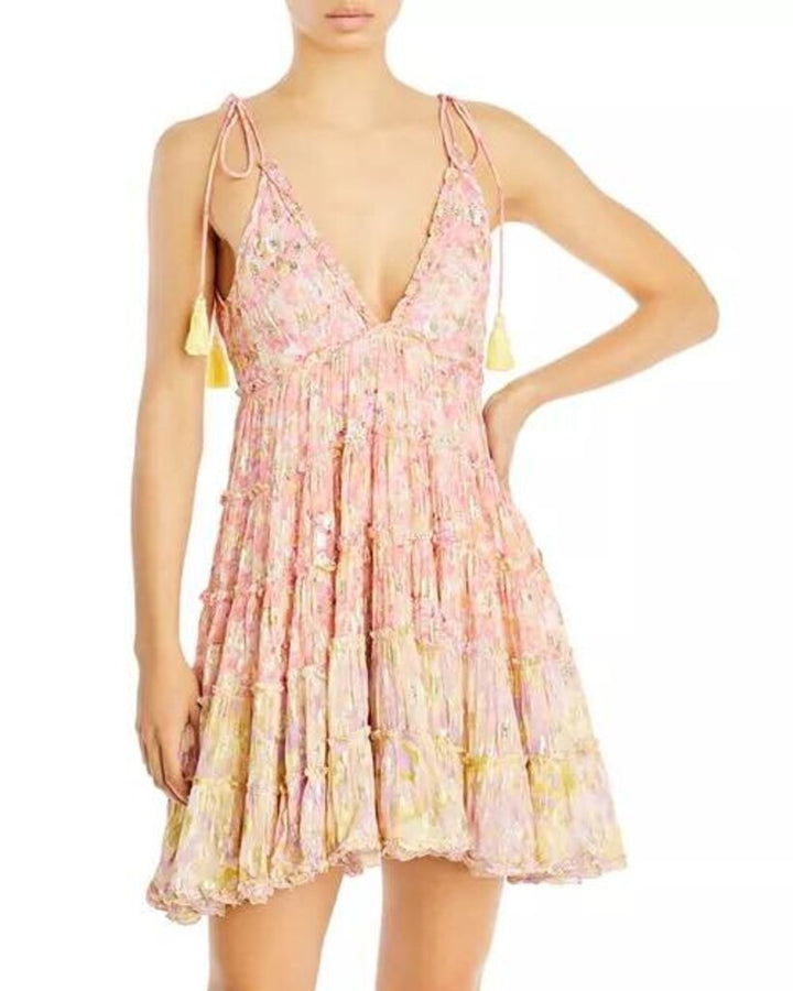 Rococo Sand Tiered Mini Dress - Size Medium (Retails for $427)