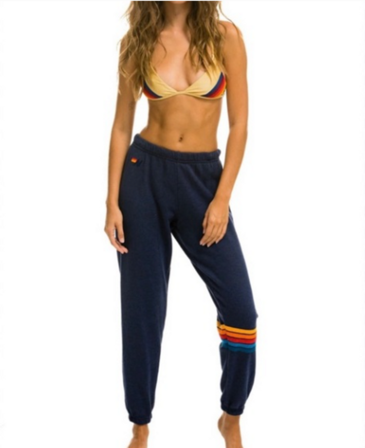 Aviator nation Rainbow Stitch Joggers In Navy Blue - Size Large