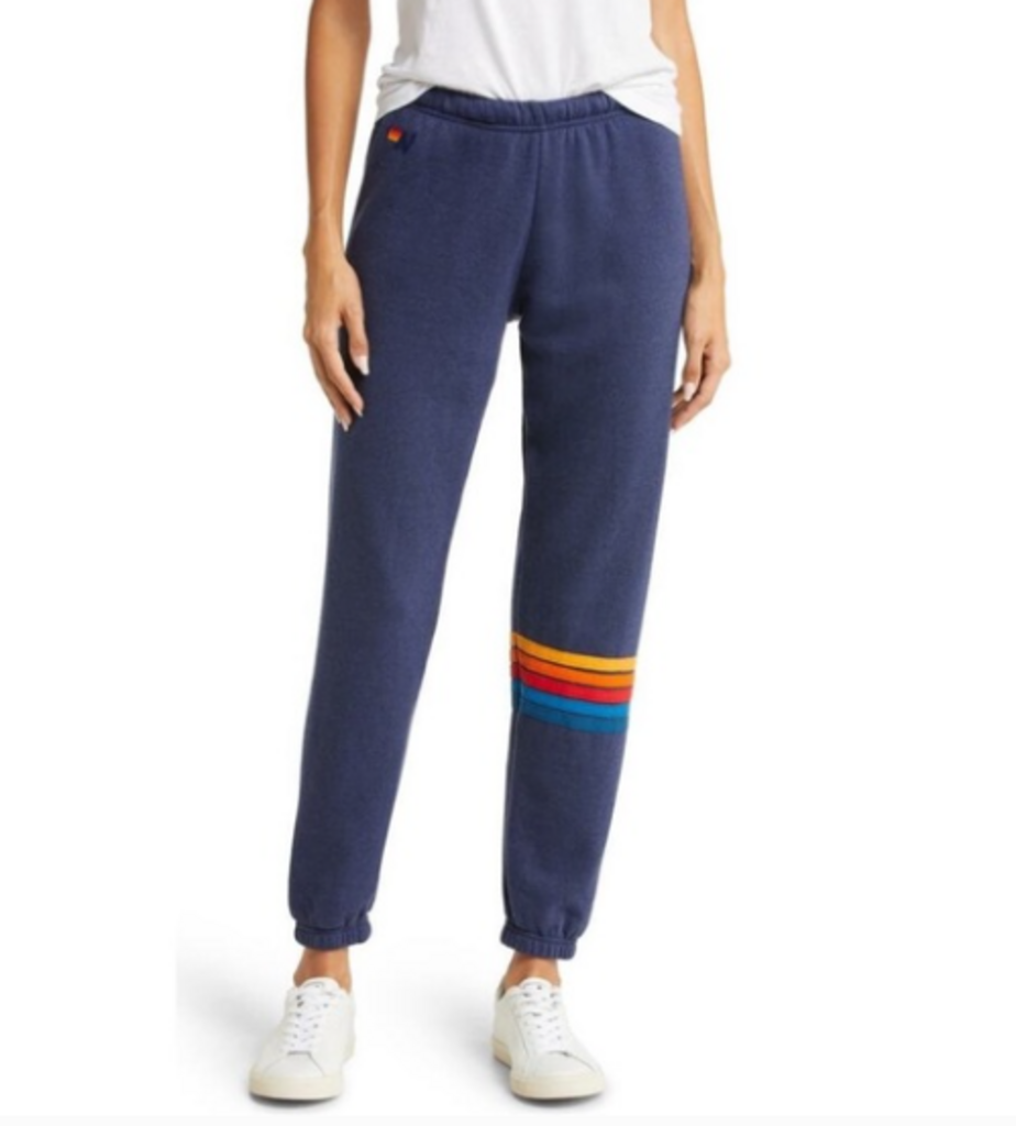 Aviator nation Rainbow Stitch Joggers In Navy Blue - Size Large