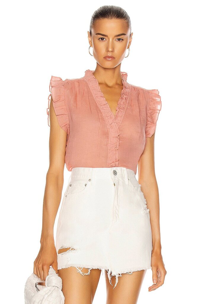 Frame Lauren Top in Bright Terracotta - Size Large (Retails for $265)