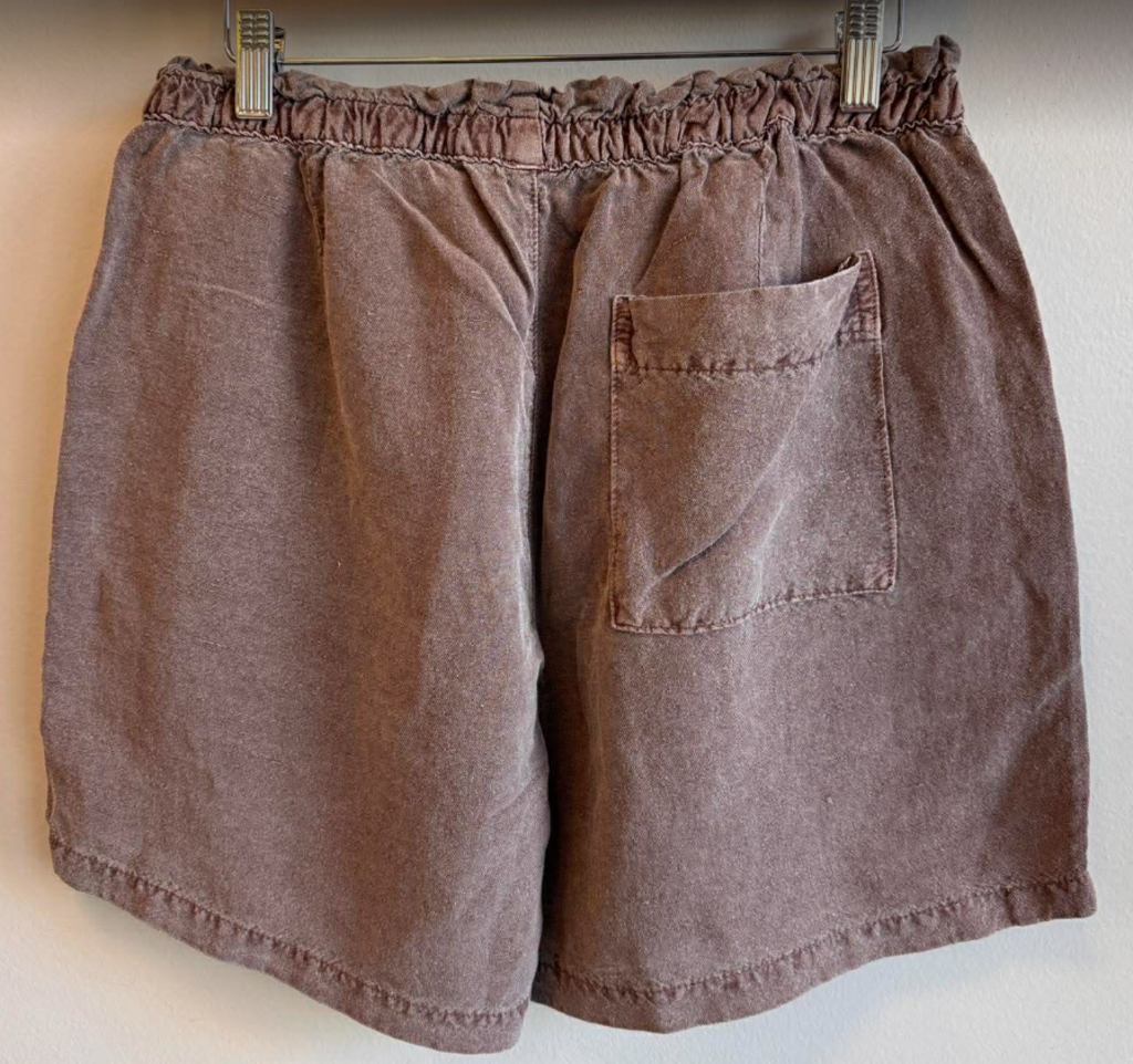NSF Joey Elastic Waist Easy Shorts In Washed Brown NWT - Size Large
