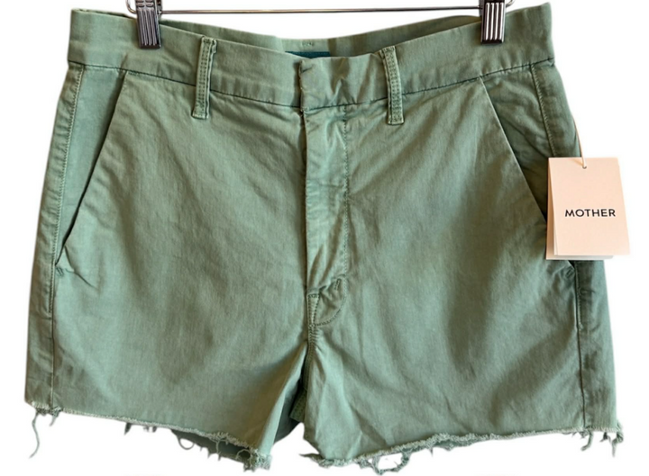 Mother Shaker Prep Fray Short Shorts In Deep Sea NWT - Size 28