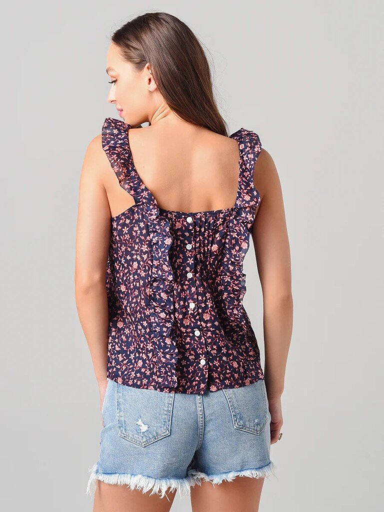 Frame NWT Cecile Top in Navy Multi - Size Large (Retails for $275)