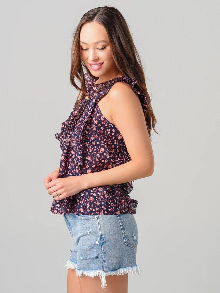 Frame NWT Cecile Top in Navy Multi - Size Large (Retails for $275)