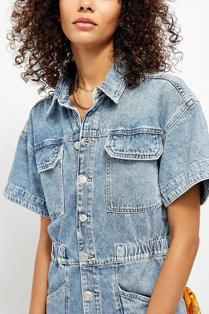 Free People Marci Denim Jumpsuit - Size Medium(Retails $128)