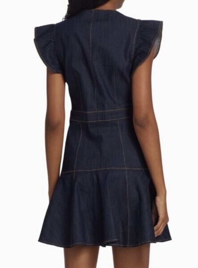 Cinq à Sept Ansley Squareneck Ruffle Denim Dress - Size 2 (Retails for $395)