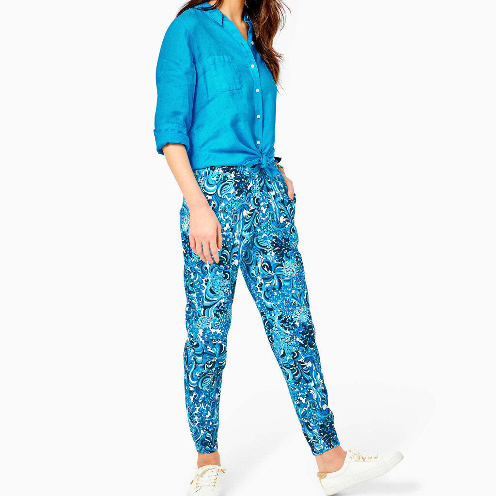 Lilly Pulitzer Rici Stretch Resort White Mermazing Pants (Retails $138) - Size Large