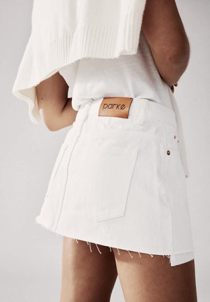 Parke White Denim Mini Skirt (Retails $170) - Size 26