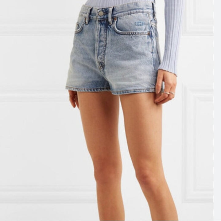 Acne Studios Ren Distressed Denim Shorts - Size 29