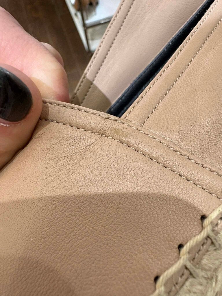Saint Laurent Leather Whipstitch Trim Espadrilles - Size 38.5