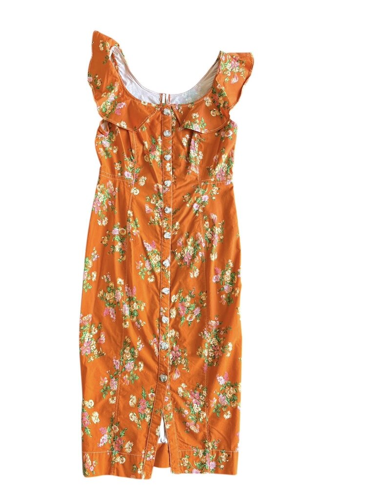 Anthropologie NWT Buttondown Dress in Orange Motif - Size Small P (Retails for $170)