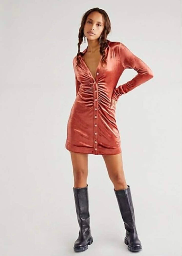 Free People Shayla Velvet Mini Dress - Size S