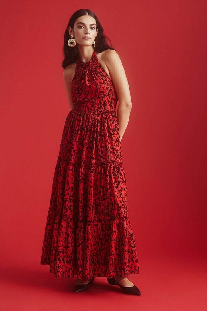Payal Jain Halter Maxi Dress In Red - Size 4