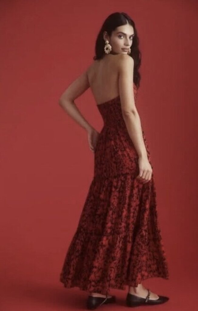 Payal Jain Halter Maxi Dress In Red - Size 4