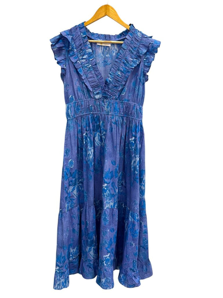 Bindu Tiered Maxi Dress in Violet Monet - Size XS