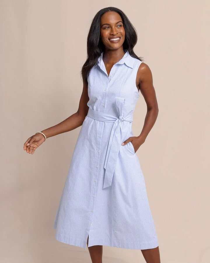 Southern Tide Whitley Seersucker Midi Dress - Size Small