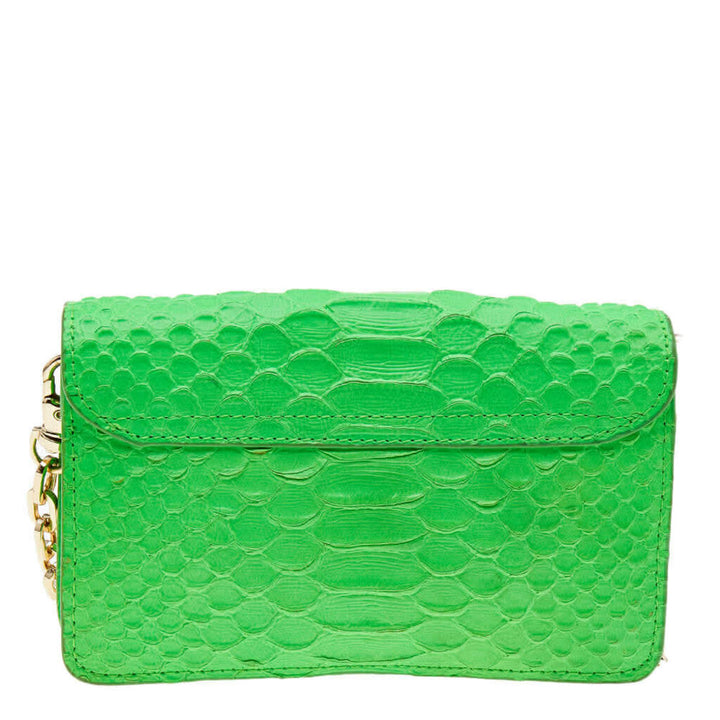 Tory Burch Neon Green Python Embossed Leather Miniature Crossbody Bag