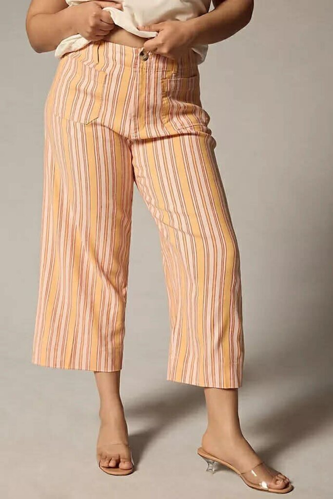 Maeve Colette Linen Striped Crop Pants - Size 26 P