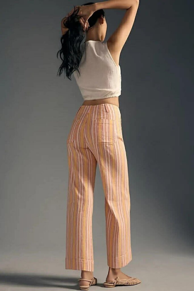 Maeve Colette Linen Striped Crop Pants - Size 26 P
