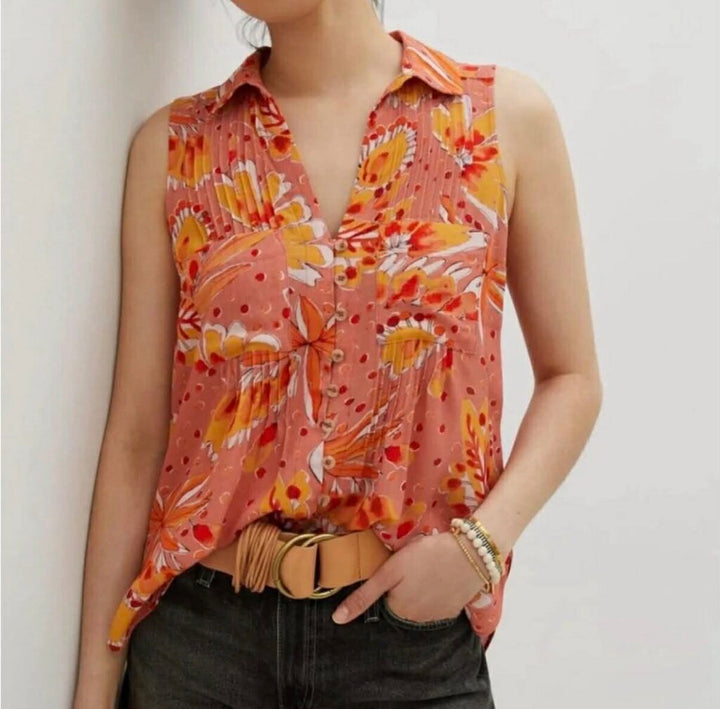 Anthropologie Vera Button Down Tank - Size Small