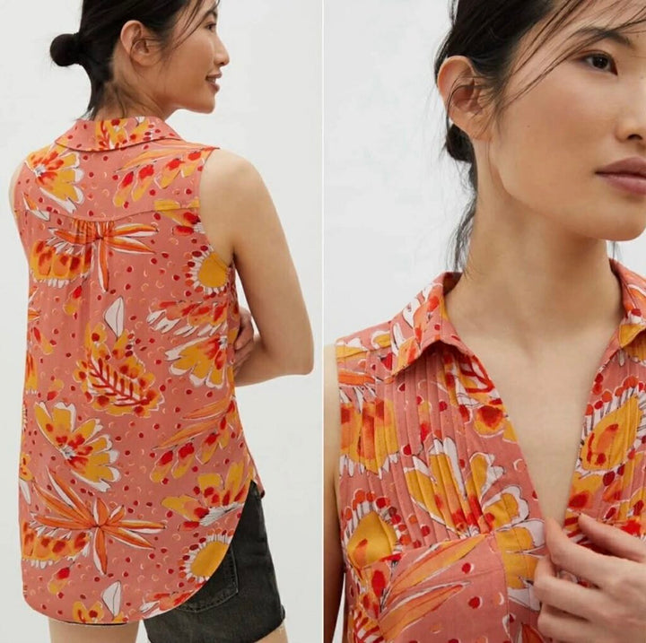 Anthropologie Vera Button Down Tank - Size Small