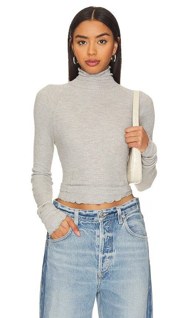 Free People Make It Easy Thermal Top in Grey - Size XS