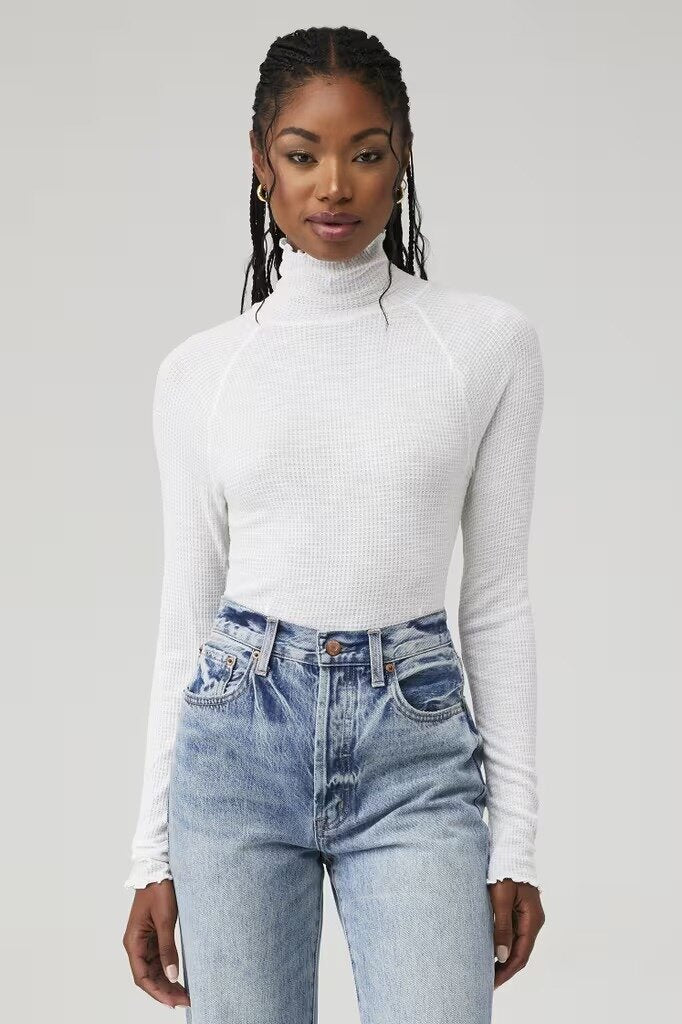 Free People Make It Easy Thermal Top in White - Size XS