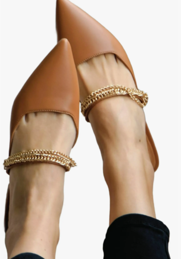 Belle & Bloom On The Go Leather Flats in Camel - Size 6 (Retails for $149)