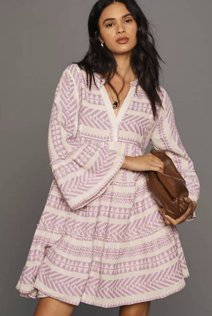 Devotion Twins Embroidered Ella Tunic Dress In Violet - Size Medium
