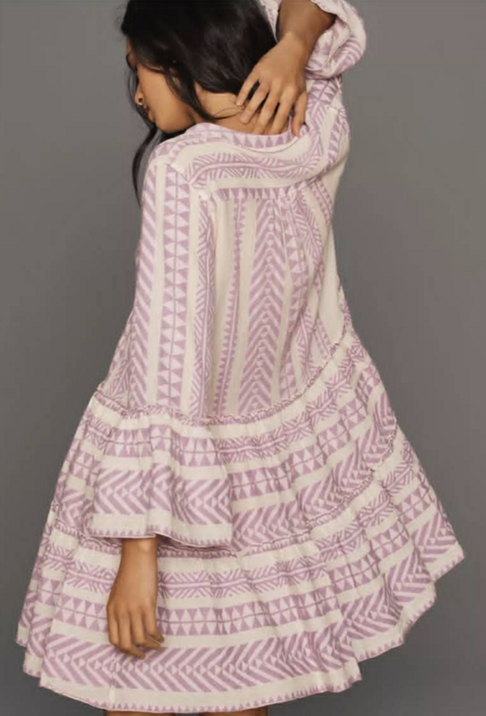 Devotion Twins Embroidered Ella Tunic Dress In Violet - Size Medium