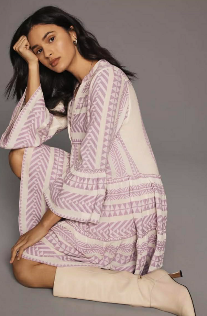 Devotion Twins Embroidered Ella Tunic Dress In Violet - Size Medium
