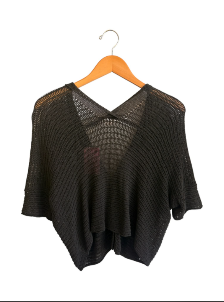 Transit Par-Such Slub Cotton Knit Short Sleeve Cardigan - Size Medium