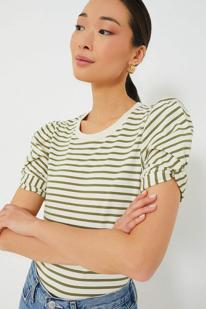 Pomander Place Striped Vesty Puff Short Sleeve Crewneck - Size Medium (retails for $68)