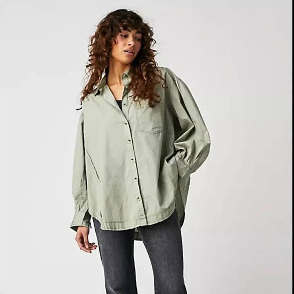 Free People Happy Hour Poplin Button-Up - Size XS