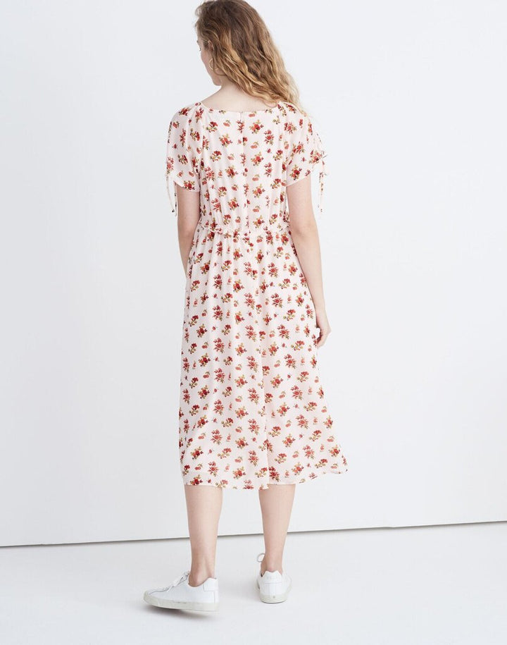 Madewell Tie-Sleeve Ruffle-Waist Midi Dress in Countryside Blooms - Size 2(Retails $138)