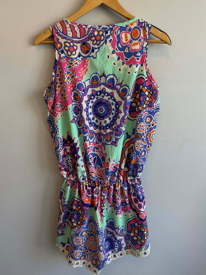 Judith March Floral Sleeveless Romper - Size Large