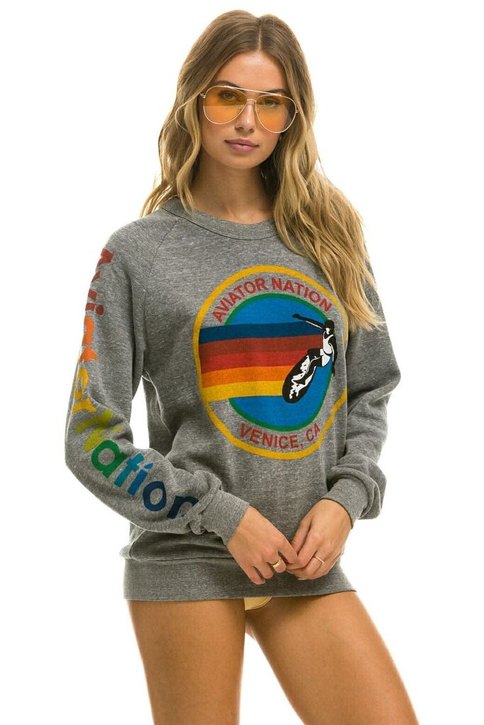 Aviator Nation Pullover in Heather Grey - Size Medium