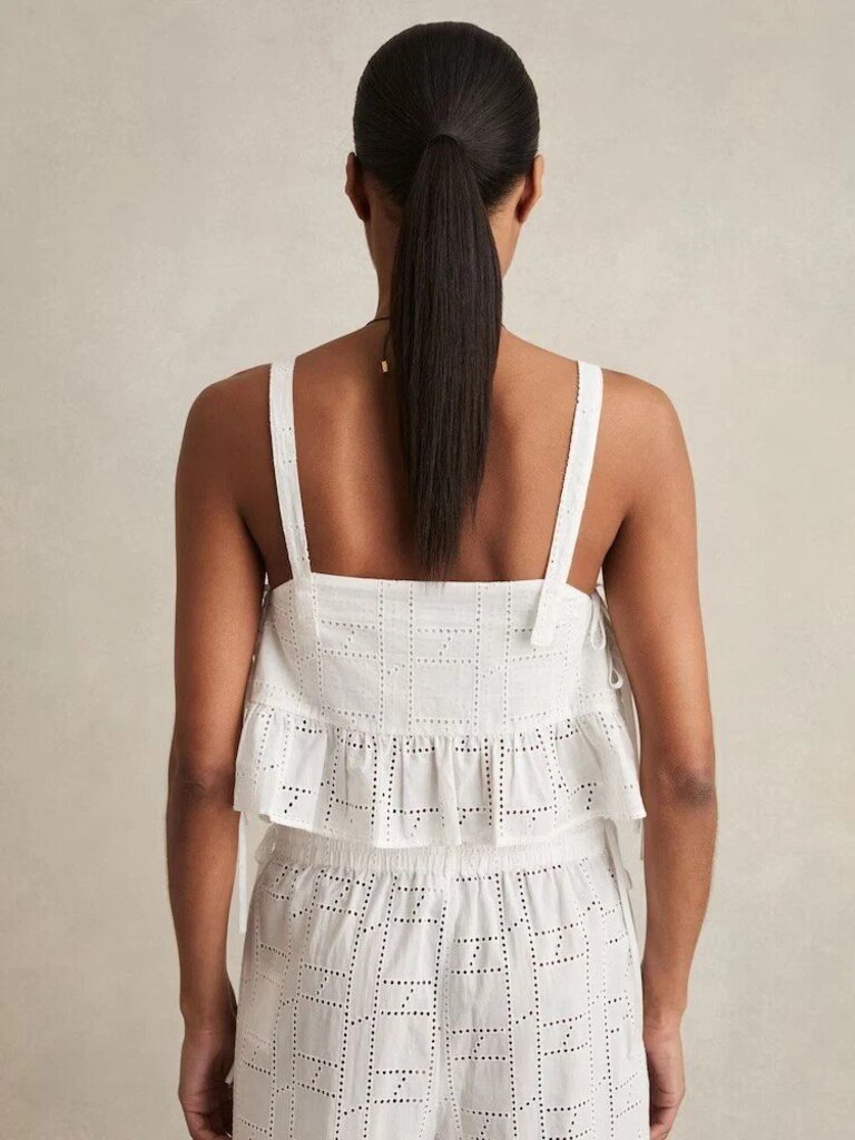 Reiss Poppy Cotton Broderie Cropped Top - Size Medium (Retails for $155)