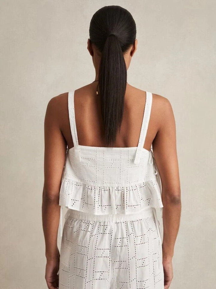 Reiss Poppy Cotton Broderie Cropped Top - Size Medium (Retails for $155)
