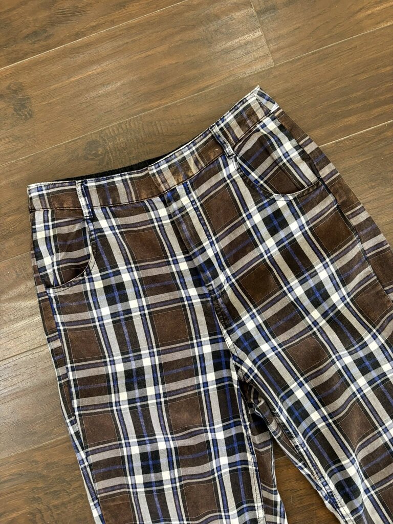 Free People Plaid Distressed Cuffed Pants - Size Small