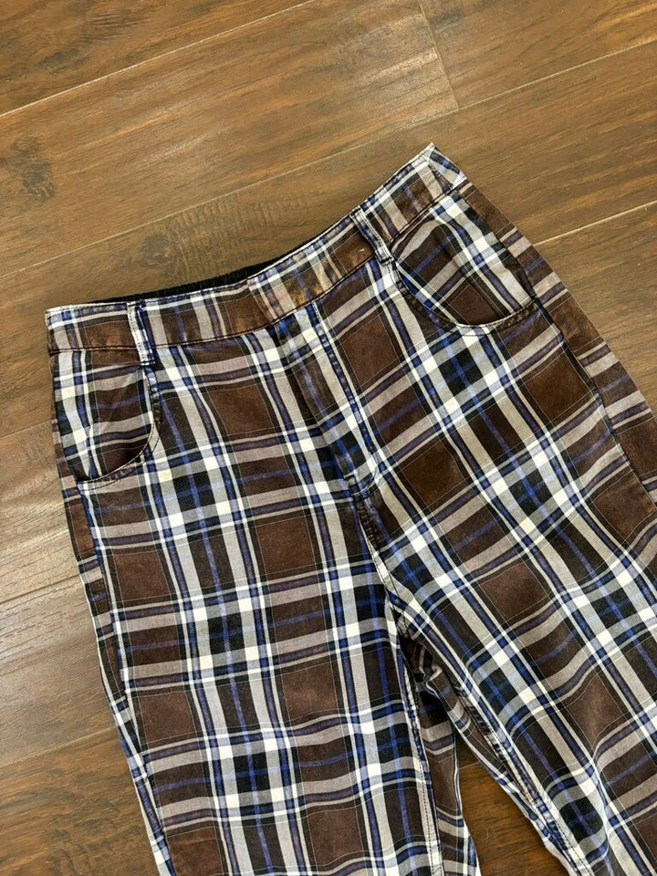 Free People Plaid Distressed Cuffed Pants - Size Small