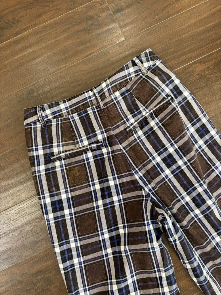 Free People Plaid Distressed Cuffed Pants - Size Small