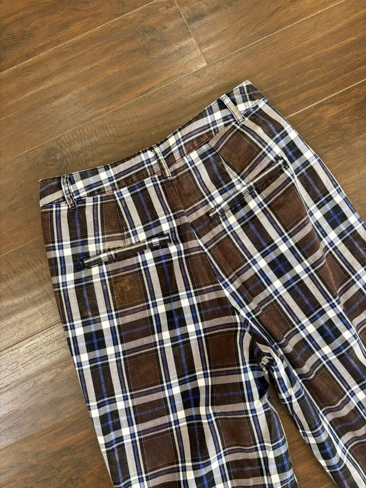 Free People Plaid Distressed Cuffed Pants - Size Small