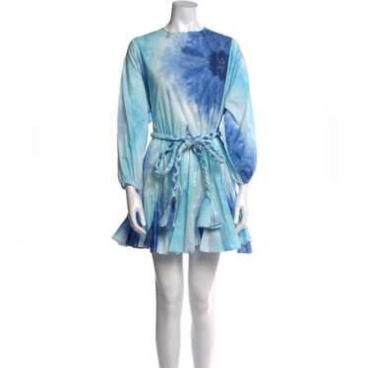 Rhode Ella Dress In Blue Tie Die - Size Large